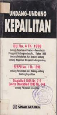 Undang-Undang Kepailitan,UU No.4 Th.1998